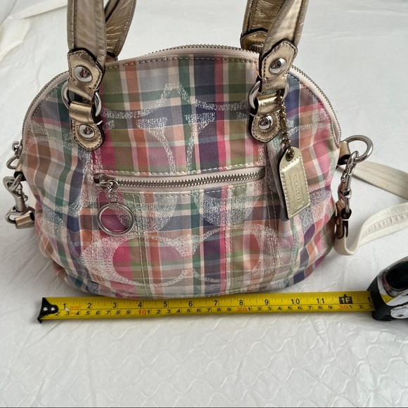Coach Poppy Daisy pink multicolor madras signature C logo crossbody - Picture 8 of 14